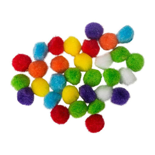 Picture of POMPOM ASSORTED COLOURS 15MM - 30 PACK